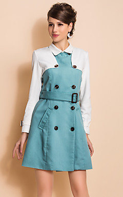 TS Two Piece Contrast Color Double Breast Windbreaker