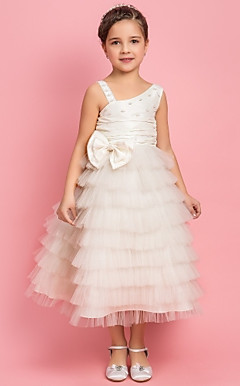 A-line Princess Tea-length Flower Girl Dress