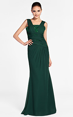 Trompete / Meerjungfrau Platz bodenlangen Chiffon Abendkleid