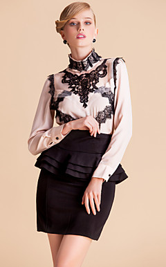 Contraste TS cor do laço decoração do stand Camisa Blusa Collar