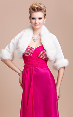 Elegante lange mouwen Faux Fur Avond / bruiloft jas / wrap