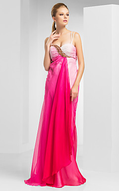 Sheath/Column Spaghetti Sweetheart Floor-length Chiffon Evening Dress