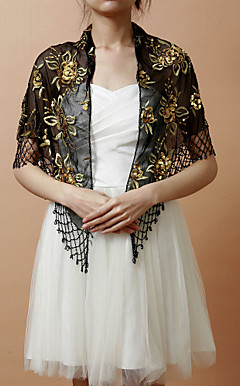Nice Rayon Evening/Wedding Shawl With Embroidery & Sequins