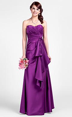 A-line Sweetheart gulvlang Satin brudepige kjoler