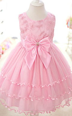 Nice Sleeveless Cotton/Tulle Wedding/Evening Flower Girl Dress