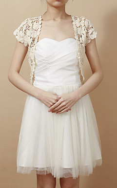 Elegant Short Sleeve Cotton Evening/Casual Wrap/Jacket