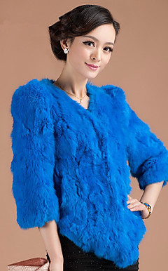 3/4 Sleeve Collarless Rabbit Fur Casual/Party Jacket(More Colors)