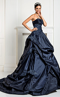 Ball Gown Sweetheart Court Train Taffeta Evening Dress