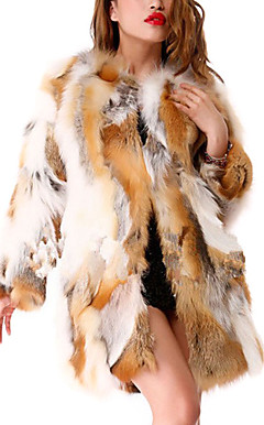 Belle manches longues sans col en fourrure de Fox Casual / Parti Manteau