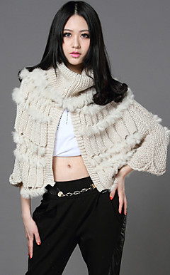 3/4 Sleeve Standing Collar Sweater/Rabbit Fur Casual/Party Coat(More Colors)