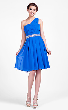 A-line One Shoulder Knee-length Chiffon Bridesmaid Dress