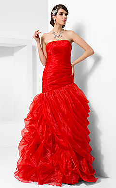 baljurk strapless vloer-length organza avondjurk