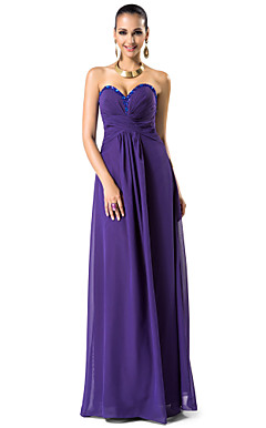 bainha / coluna namorada do assoalho-comprimento chiffon vestido de noite