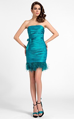 Sheath/Column Strapless Short/Mini Taffeta Cocktail Dress