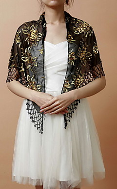 Nice Rayon Evening/Wedding Shawl With Embroidery & Sequins