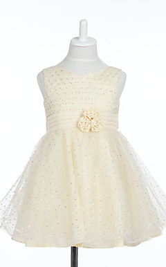 Elegant Sleeveless Satin/Tulle Wedding/Evening Flower Girl Dress