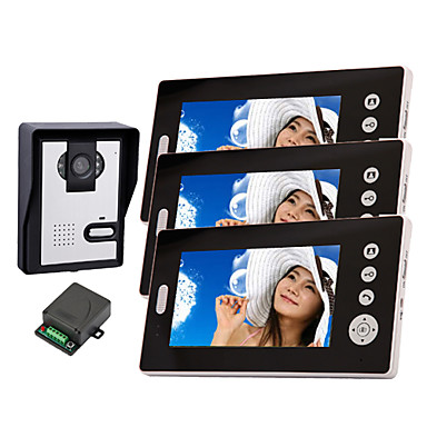  Wireless Night Vision Camera with 7 Inch Door Phone Monitor (1camera 3 monitors)