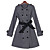  Double Breasted Long Sleeves Round Neckline A-line Satin Belted Wool Women's Coats(0104AK009-0676)