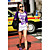  gitaar meisje kleur botsing half sleeve t-shirt (0531-4.20-20)
