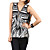 Black And White Stripes Sleeveless V Neckline Blouse / Women's Blouses (4202BD001-0857)