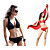  2010 sexy tres ficha roja deporte traje de baño bikini negro con cadena sarong hermosos del mismo color (0928 hasta 0520-C8)