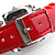  Red PU Leather Band Women's Quartz Wrist Watch with Crystal Decoration