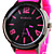  silicone grande banda clássica de discagem moda quartzo relógio mulheres homens casual - rosa vermelha