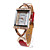  Red PU Leather Band Women's Quartz Wrist Watch with Crystal Decoration