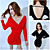  col V profond robe chauve-souris bodycon manchon