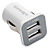  Dual USB Car Cigarette Charger for iPhone, iPad and Android Devices (3A, White)