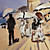  pintados a mano de pintura al óleo del paseo marítimo de Trouville de Claude Monet se extendía con marco
