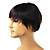  Capless korte synthetische aard look zwart krullend haar pruik