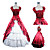  Sleeveless Floor-length Red and White Satin Aristocrat Lolita Dress