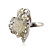  Shining Platinum Plated Heart Shape Pearl Ring with Flower