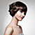  Capless Chin Length High Quality Synthetic Nature Look Dark Brown Curly Hair Wig