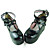  Black PU Leather Flower 9cm Wedge Sweet Lolita Shoes