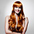  capless extra long de haute qualité de grade synthétique dorée cheveux bruns perruque frisée