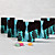  turchese e marrone fiorire bomboniera (set di 12)