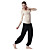  Japannes Cotton Long Sleeve Sports Yoga Suit (White Pleated Tops+Black Pants)