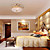  Luxuriant Modern Crystal Beads Flush Mount With 3 Lights Golden Finish