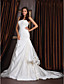  Trumpet/ Mermaid Strapless Court Train Satin Side-draped Wedding Dress