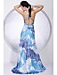  2010 de style Empire sangles balayer asymétrique / Evening Train brosse en mousseline de soie / PROM / Robe Homecoming (fsd0245)