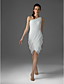  Sheath/Column One Shoulder Knee-length Chiffon Over Mading Bridesmaid/Wedding Party Dress