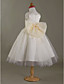  A-line Scoop Satin Tulle Tea-length Flower Girl Dress