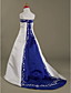  A-line Spaghetti Straps Court Train Satin Flower Girl Dress