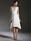  A-line V-neck Asymmetrical Knee-length Chiffon Wedding Dress (HXGD032)