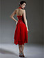  Clearance!A-line Halter Asymmetrical Chiffon Over  Elastic Satin Bridesmaid/ Wedding Party Dress