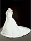  Prinzessin Schatz Kapelle Zug Satin plus size Hochzeitskleid mit Perlenstickerei