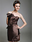  Sheath/Column Strapless Short/Mini Taffeta Cocktail Dress With Appliques