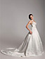  A-line Halter Court Train Satin Embroidery Wedding Dress
